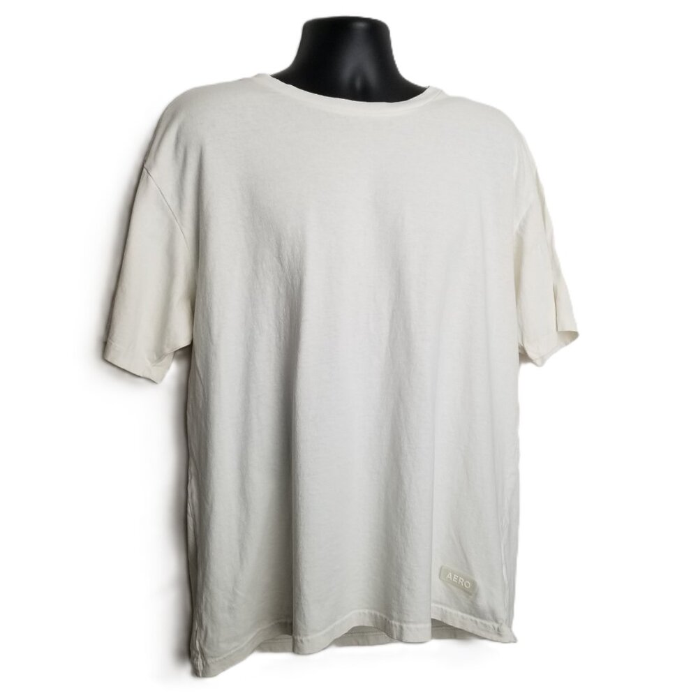 Aeropostale Mens Cream Crew Neck Tee Large Relaxed Fit Cotton Casual Classic